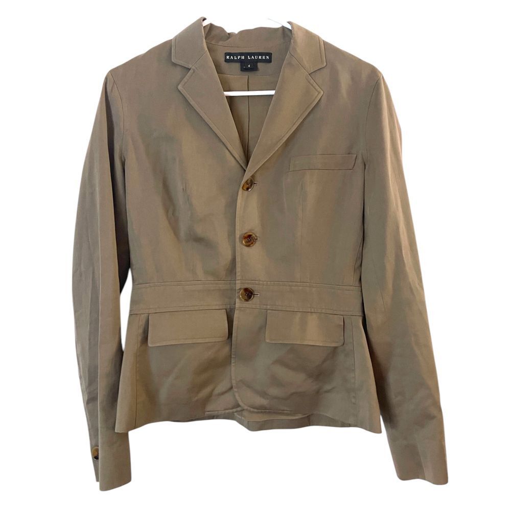 Ralph Lauren Black Label Silk Cotton ‎ Blazer Tailored Beige Tan 4